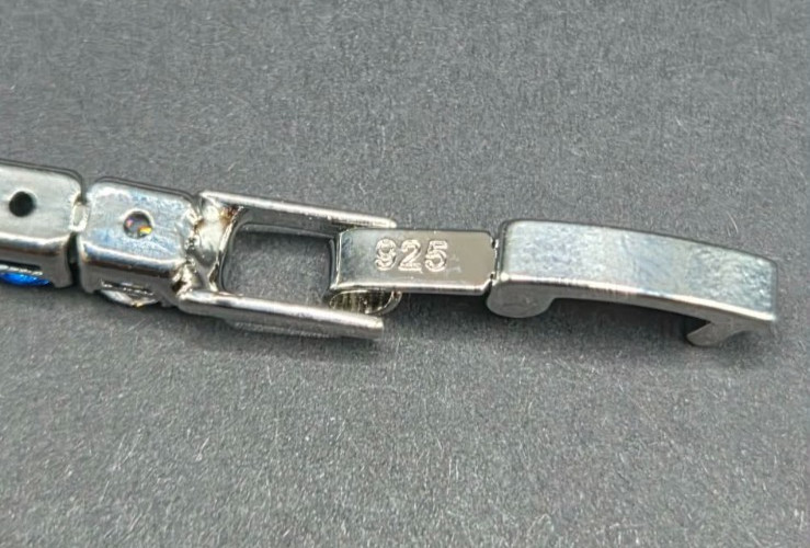 Alternating Blue & Clear Round Cut Stainless Steel Sapphire Tennis Bracelet New
