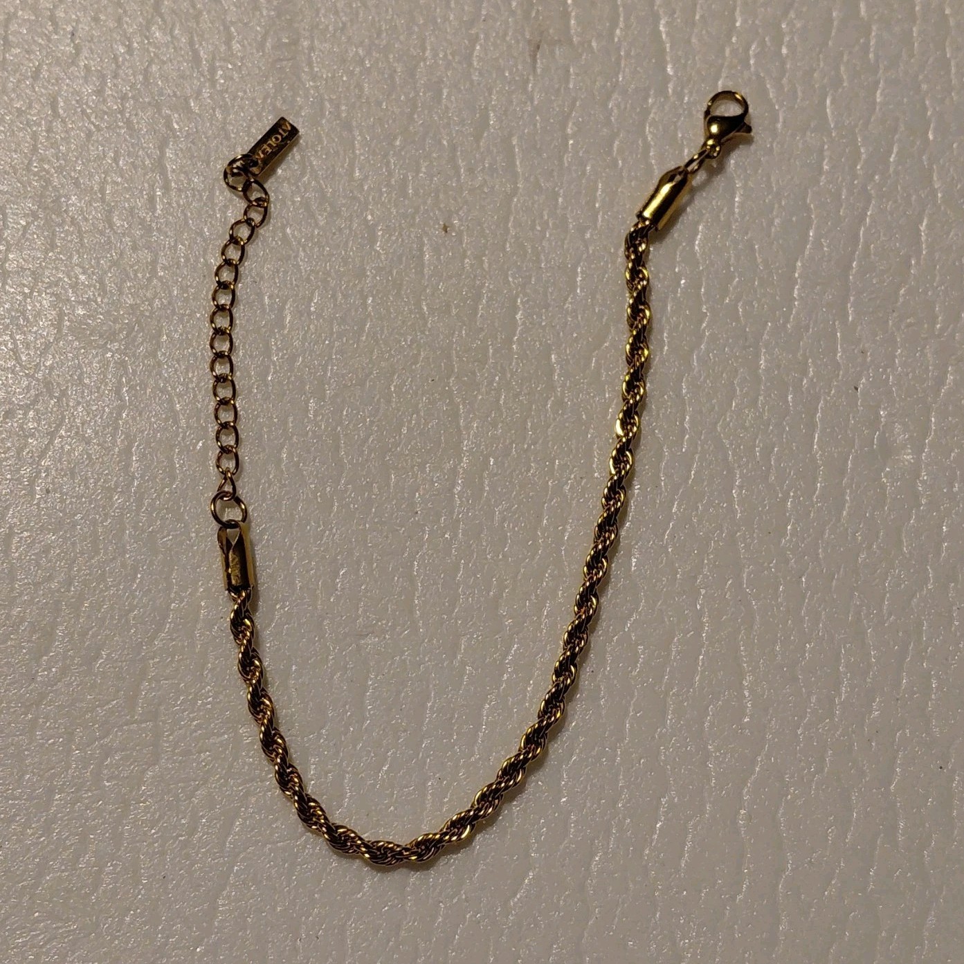 ATOLEA Gold Tone Rope Chain Adjustable Bracelet with Lobster Closure