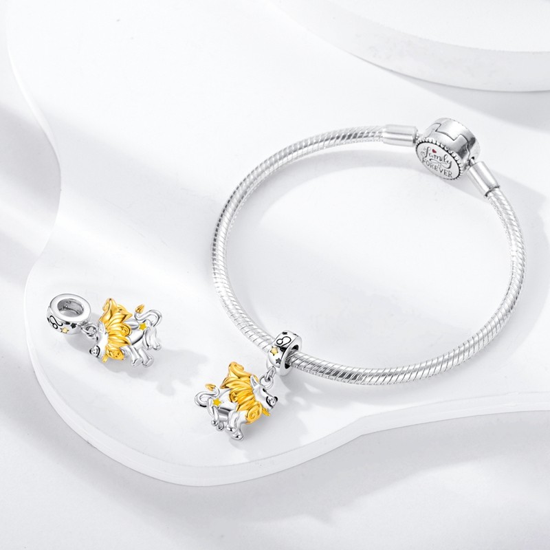MULA European 925 Silver Charm AAA CZ Enamel Leo Dangle For Women Bracelet