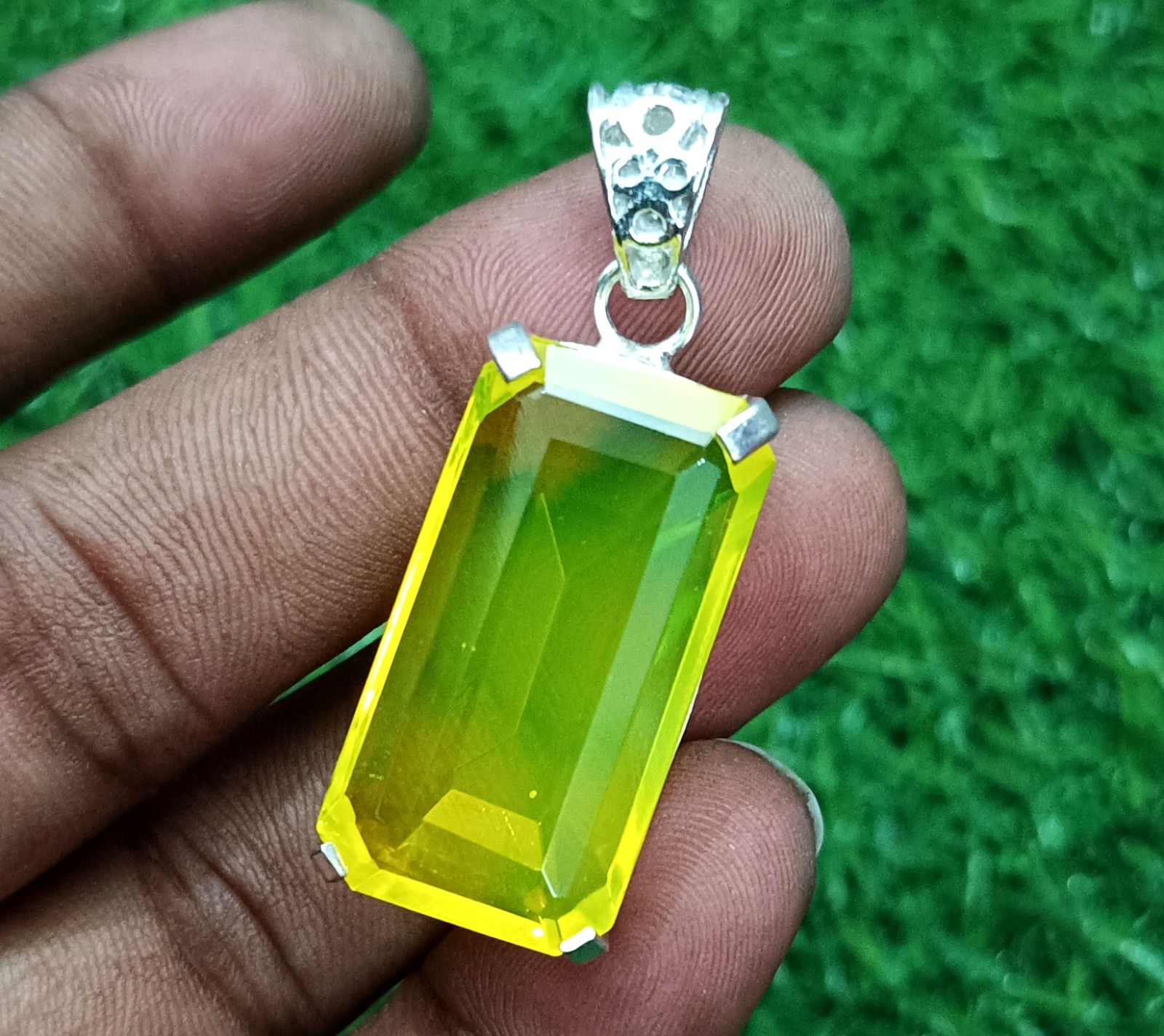 Certified 50.00 Ct Natural Yellow Opal 925 Solid Silver Pendant Loose Gemstone