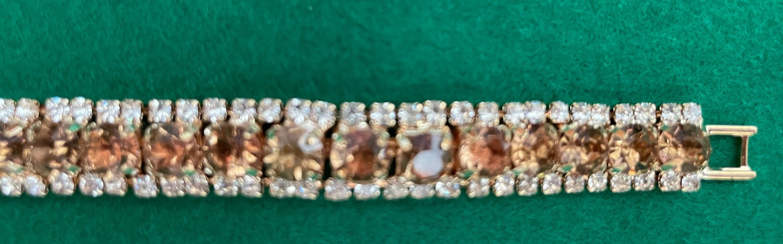 Vintage Yellow & Clear Rhinestone Bracelet Womens 4 Row Gold Tone Clasp