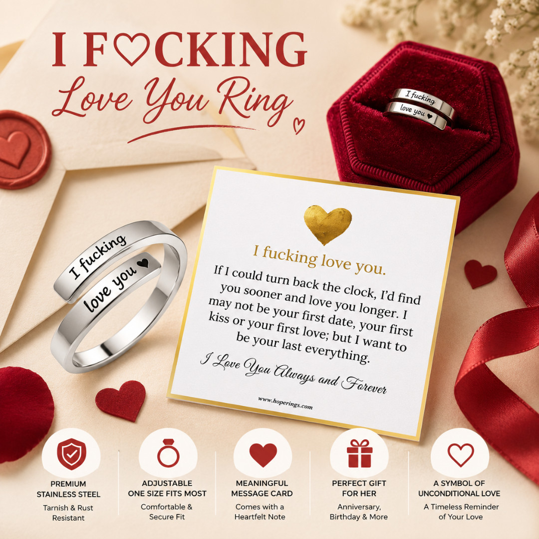 I F♡Cking Love You Ring for Women Adjustable Stainless Steel Silver Promise Ring