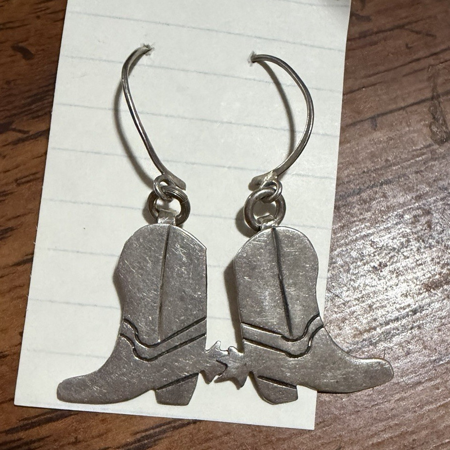 Sterling Sliver Cowboy Boot Earrings