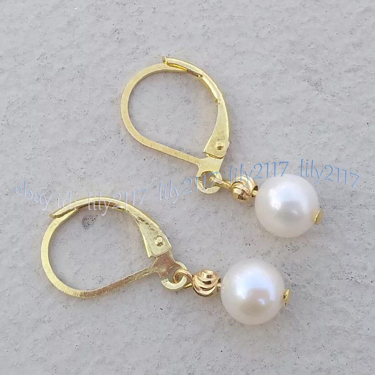 AAA 8-9mm Natural Round Perfect South Sea White Pearl Earrings 14k Yellow Gold