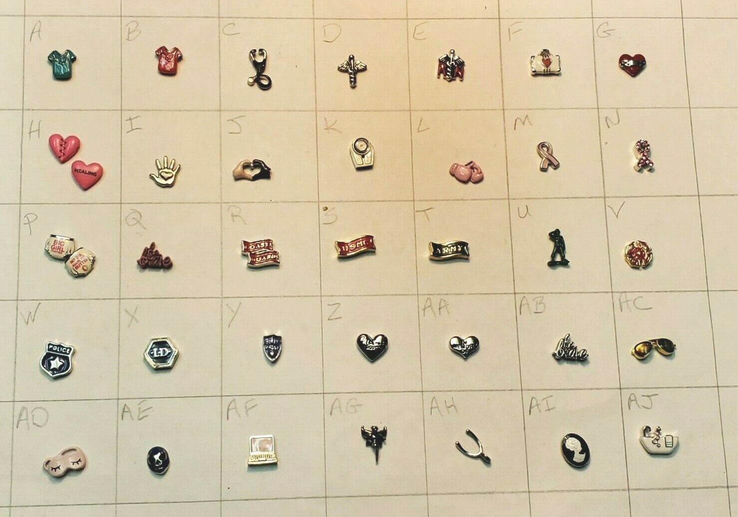 Origami Owl Charms, Medical, Breast Cancer, Military, Misc, Buy 4+ for 50% off,