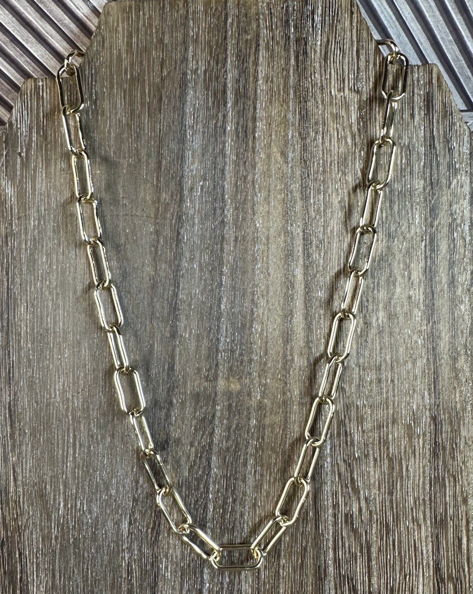 14K Gold Filled Brass Tarnish-Free 7.5mm Paper Clip Chain Necklace 18”