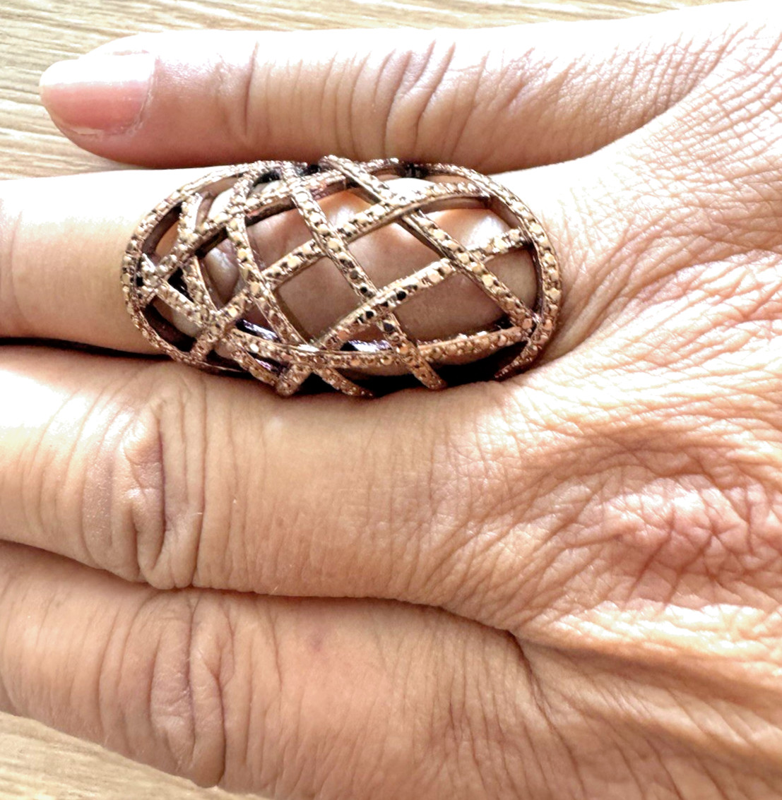 Women Rose Plated Large Ring Size7