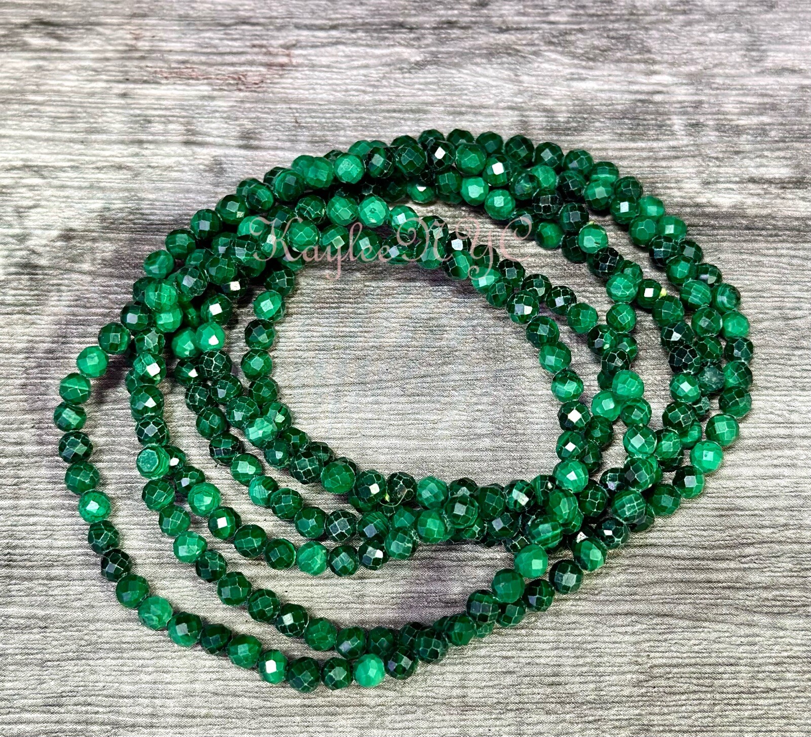 Wholesale 6 Pcs Natural Malachite 4mm Faceted 7.5” Healing Stretch Bracelet