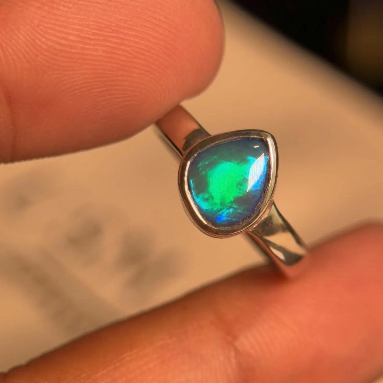 Natural Australian Fire Opal Ring in 925 Sterling Silver, Women’s Fashion Ring