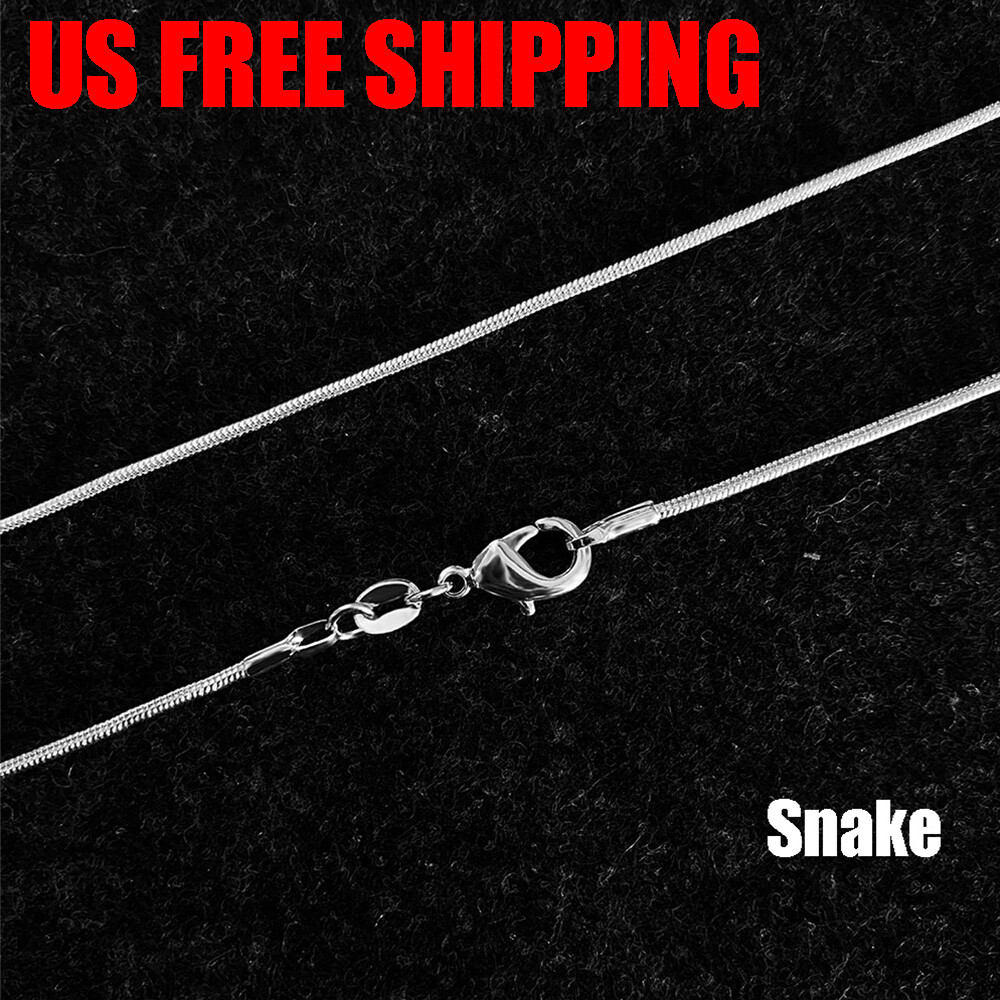 925 Silver Plated Chain Beautiful Necklace w/ Lobster Lock Women 16-24″