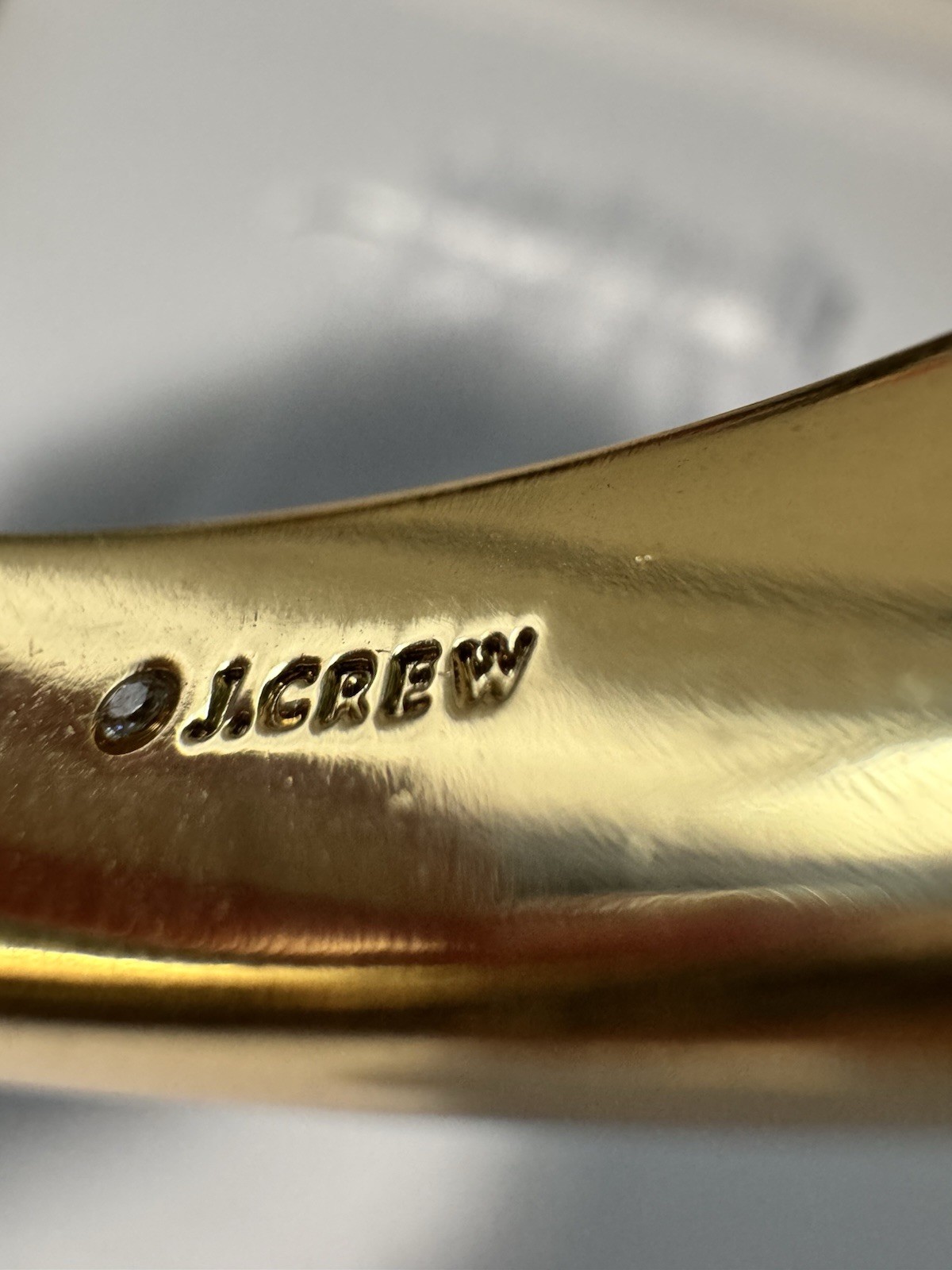 J.CREW Gold Tone Hinged Bangle Cuff Bracelet Round Metal Signed