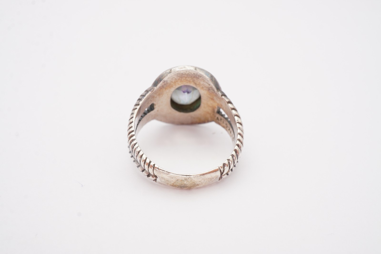 Sterling Silver 925 Mystic Topaz Ring Size 9 Dotted ATI