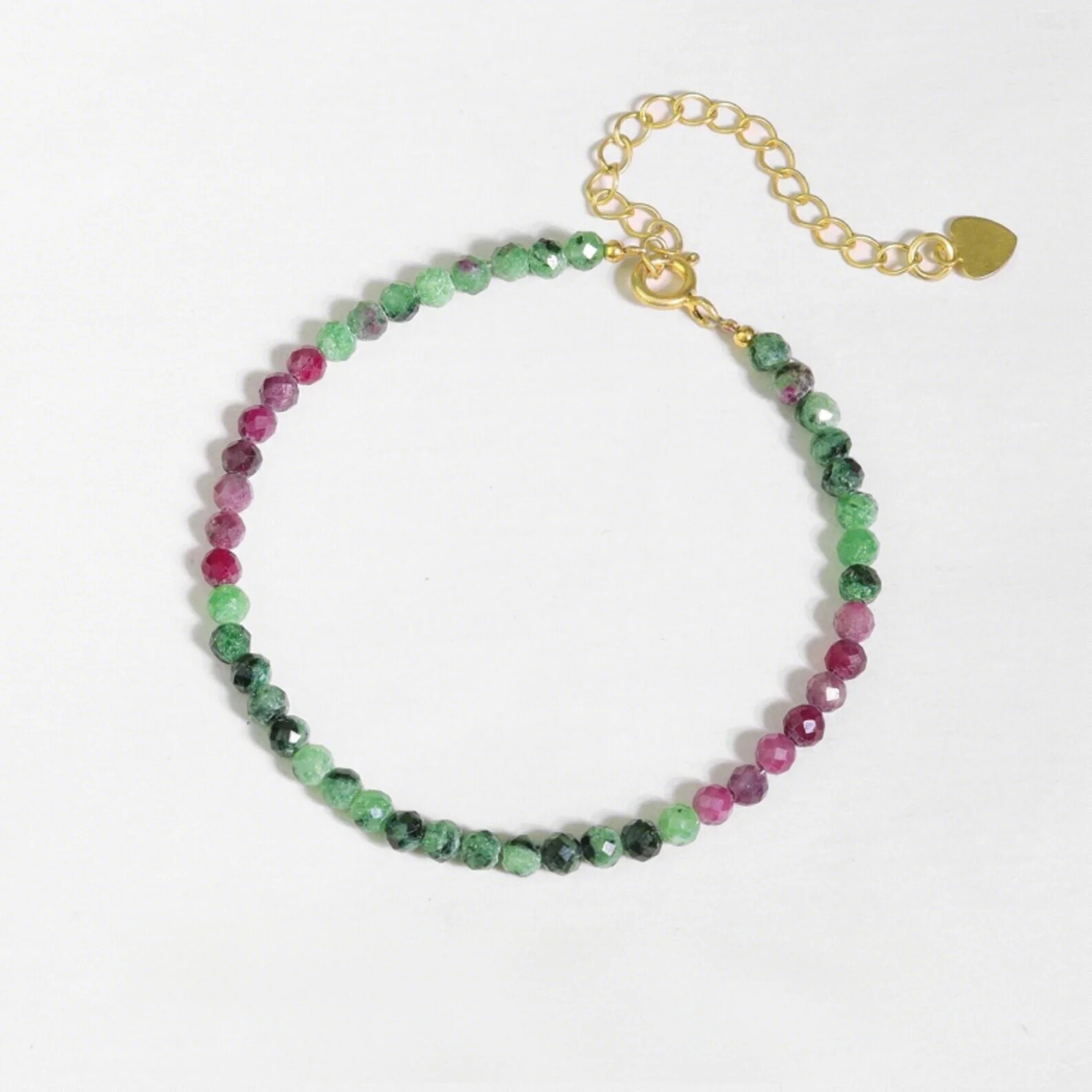 3MM Ruby Zoisite Beads Healing Dainty Simple Women Sterling Silver Bracelet Gift