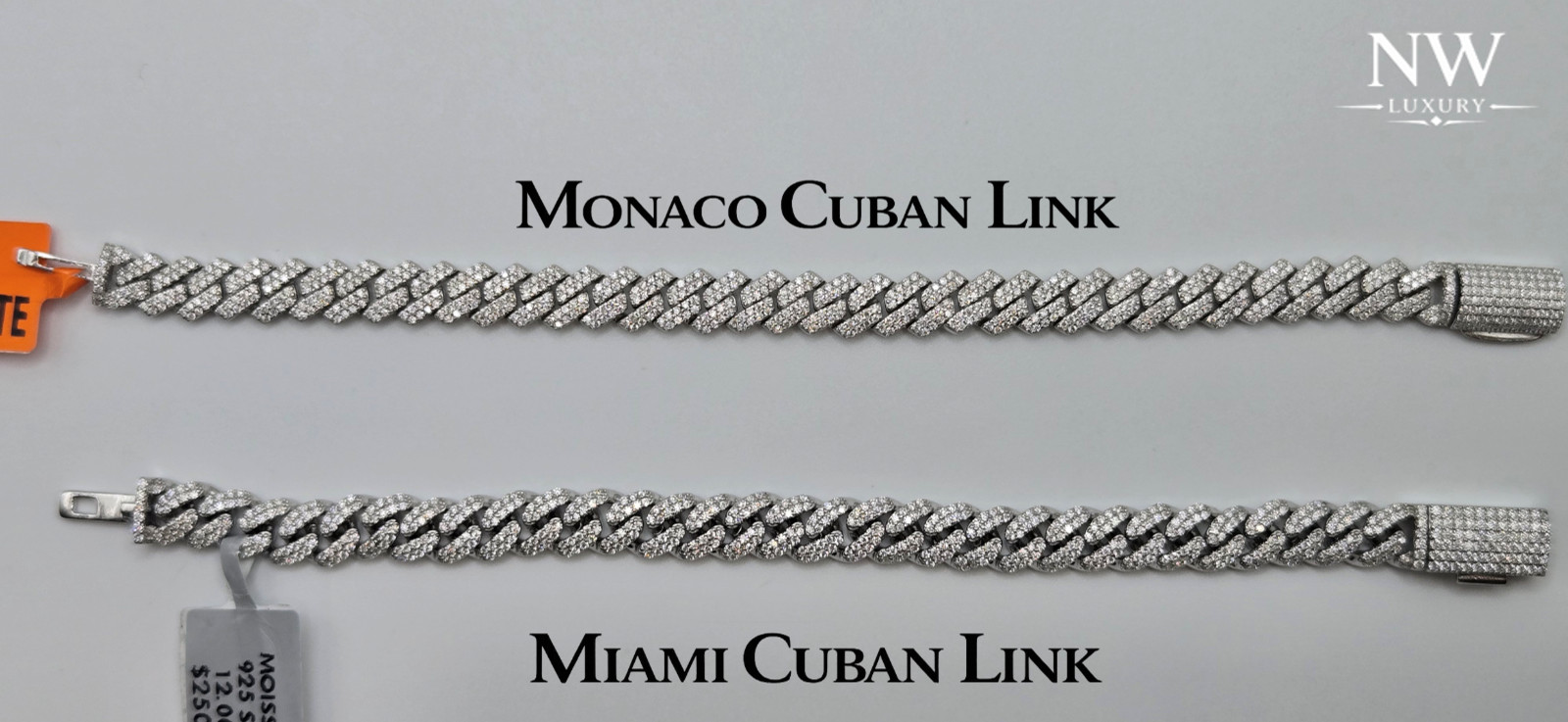 NEW MOISSANITE Monaco Miami Cuban 8mm Bracelets, 925 Sterling Silver, Icey