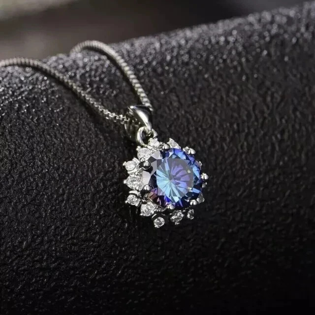 3.59 CT Round Cut Alexandrite Pendent Wedding Pendant 14K White Gold