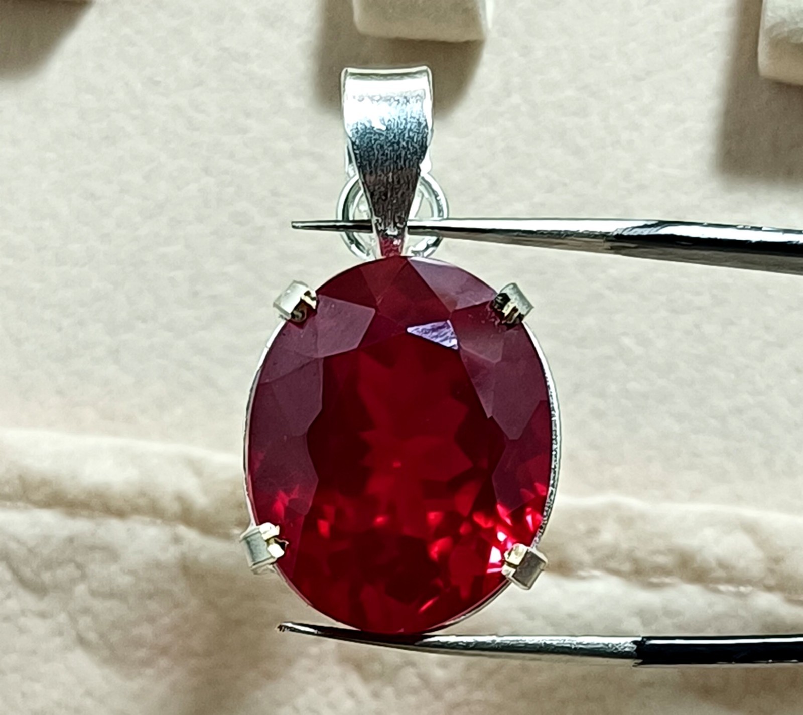 EGL Certified 40.60 Ct Natural RUBY 925 Solid Silver Pendant Loose Gemstone