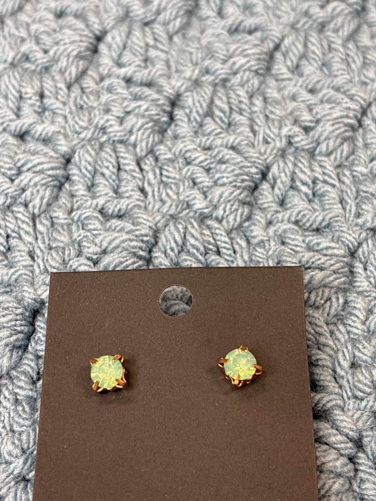 Bright Green Rhinestone Stud Earrings 3/8 inch
