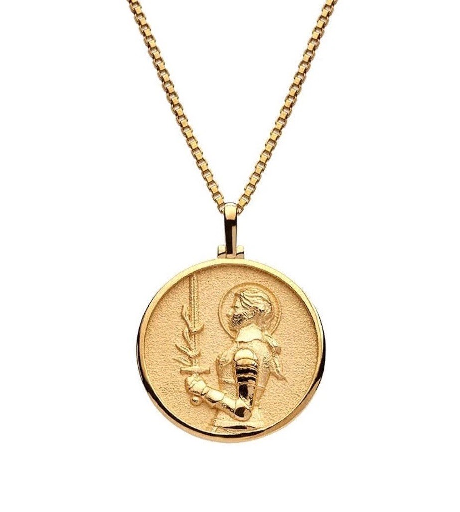 18K Gold Plated Greek Mythology Coin Pendant and Necklace / Joan Of Ark Goddess