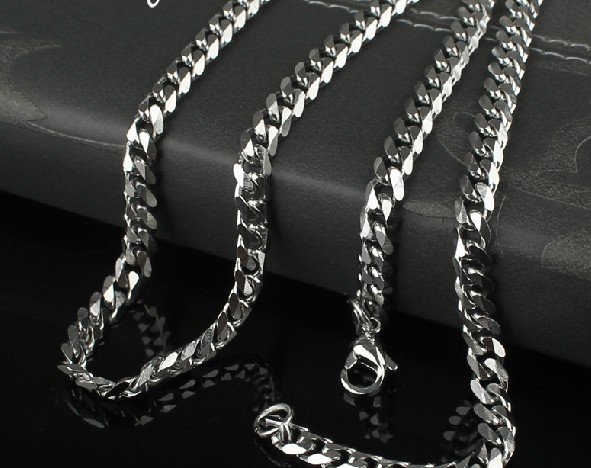 18”-32″ Silver Stainless Steel 5mm Curb Link- Chain Necklace Men women Jewelry