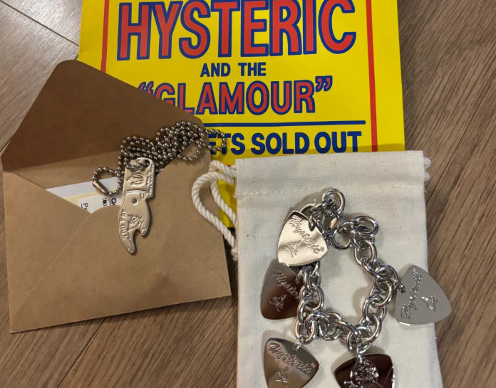 Hysteric Glamour Hysteric On Skull Guitar Pick Charm Bracelet Silver Y2K Japan