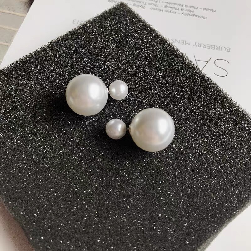 Pearl Double Sided Earring Ball Earring Pearl Stud Mise en Tribal silver version