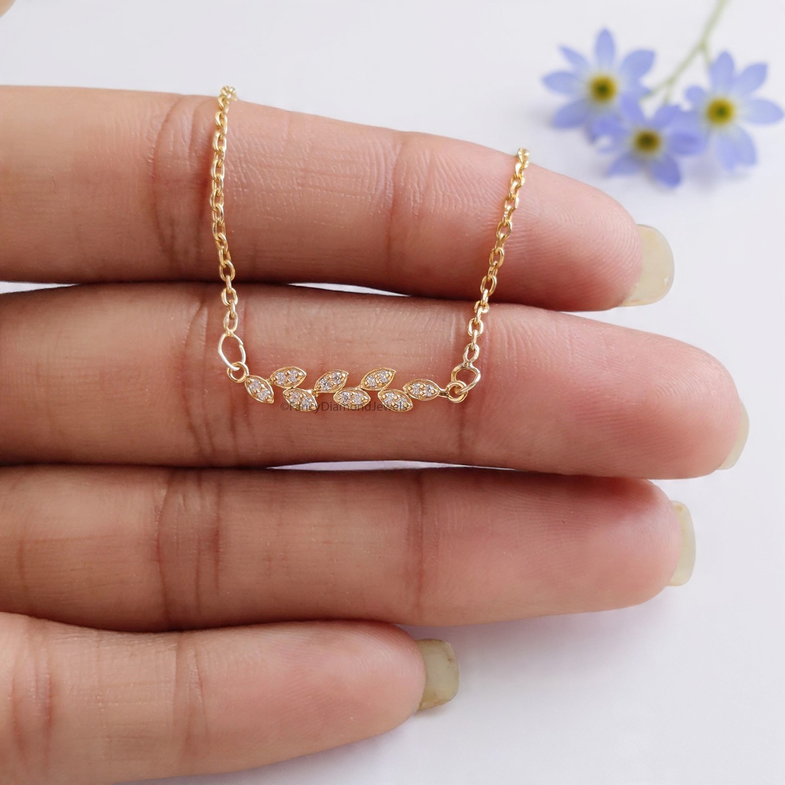 Moissanite Leaf Pendant Nature-Inspired Jewelry Gift Minimalist Wedding Jewelry