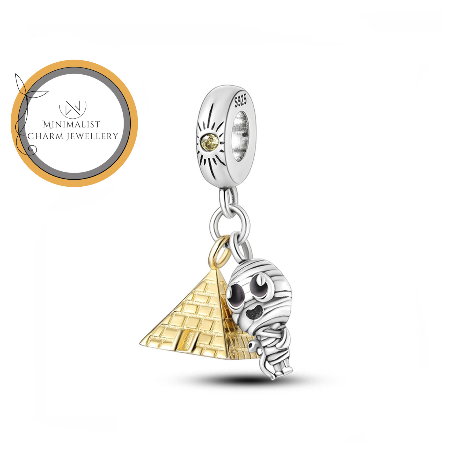 Pyramid And Mummia Charm For Bracelet, Egypt Charm, Travel Charm