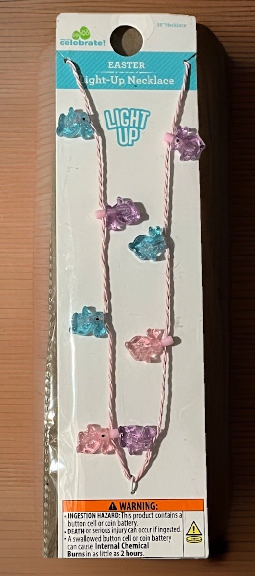 Way to Celebrate! Easter Bunny Light Up Necklace Pink and Purple Bunnies