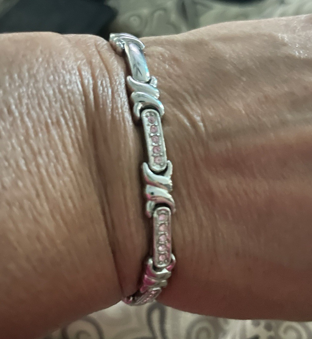 Silver Tone Bar Link Chain Bracelet with Lobster Clasp, Chain Style