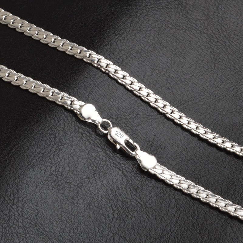 925 Sterling Solid Silver Chain Necklace Jewelry for Women Men Fashion Gift