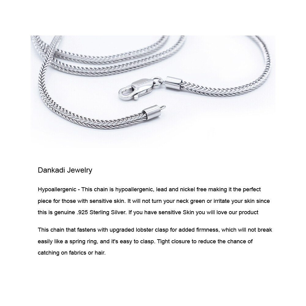 925 Sterling Silver Solid 2mm Foxtail Chain Necklace 18″ to 28″ for Women & Men