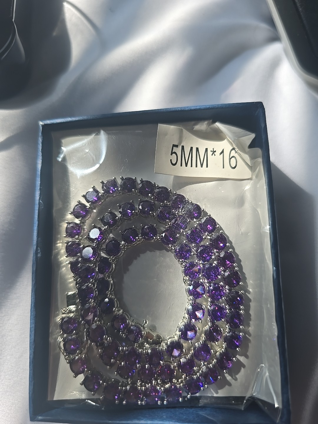 Iced CZ Purple Tennis Chain 5MM 16″ Necklace Hip Hop