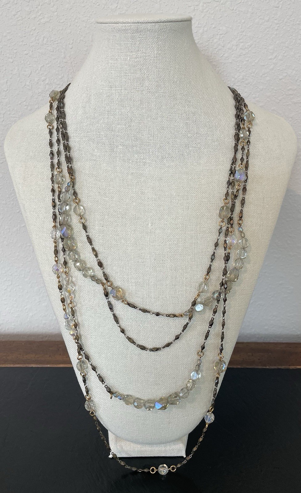 Susanna Galanis Bronze Crystal Four Strand Necklace