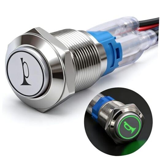 /16MM Raised Speaker Horn Momentary Push Button Switch 5/8″ 16mm SR-green