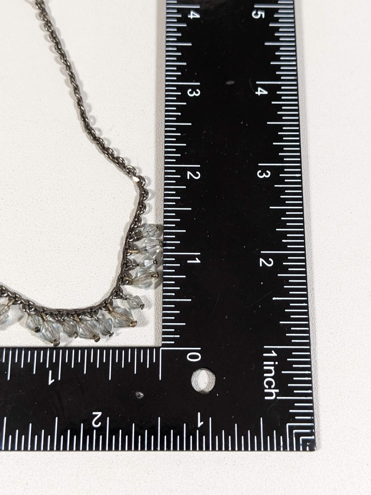 Gunmetal Gray Acrylic Round Charm Bead Choker Necklace 15 in