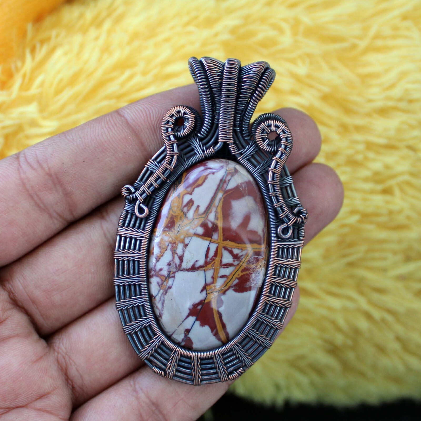 Noreena Jasper Pendant Copper Wire Wrapped Pendant Handmade Copper Wire Jewelry