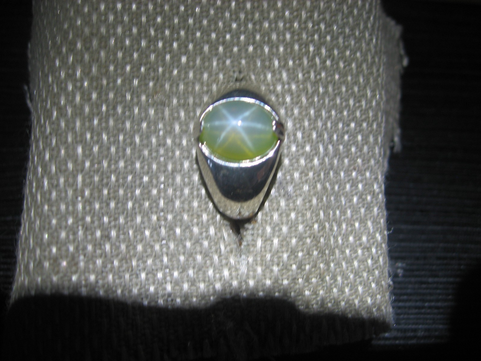 9X11M TRANSLUCENT SIGNED FERN GREEN LINDE STAR SAPPHIRE RING .925 STERLING SZ 9
