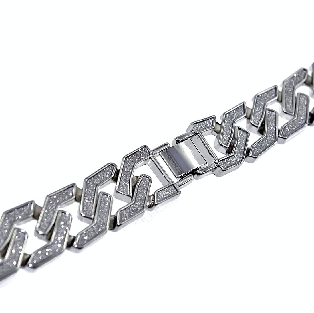 Men’s Sand Blast Chain Silver Tone Squared Links Hip Hop Necklace 20MM x 30″ in