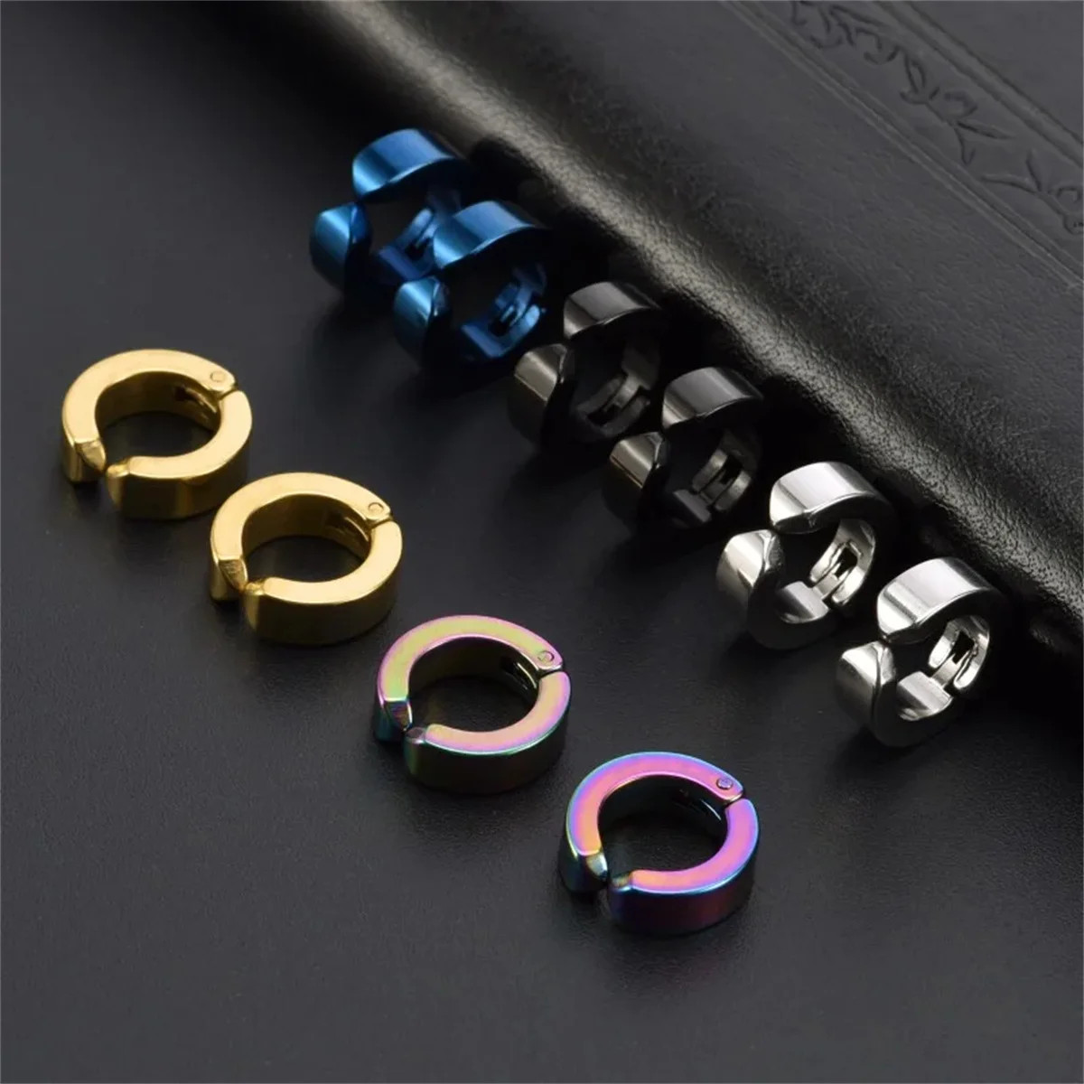 2Pcs 316L Fashion Stainless Steel Cuff Earring, Non Piercing Hoop Earring Clip o