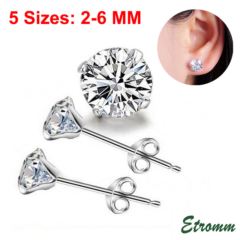 925 Sterling Silver Stud Earrings Cubic Zirconia Clear CZ Womens Earrings Set