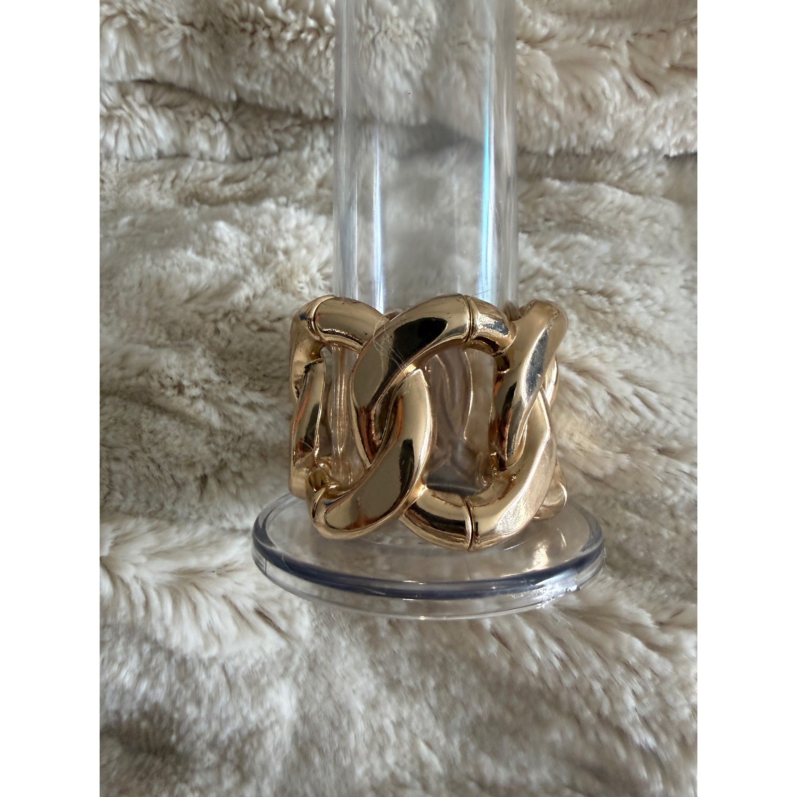 Chunky Gold Tone Oversized Chain Link Stretch Bracelet Bold Wide Cuff Bangle