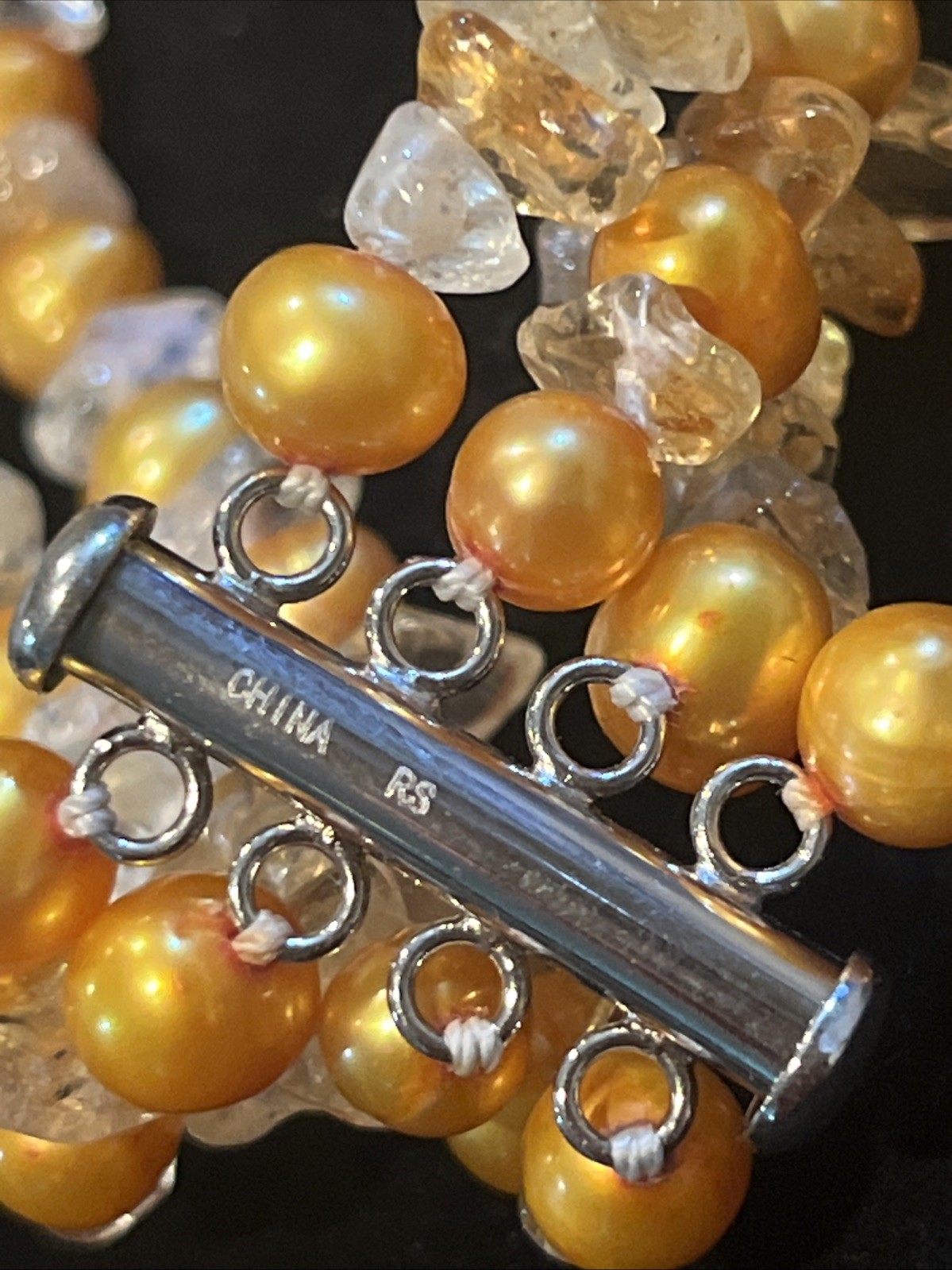 Ross Simons Sterling Silver 925 Necklace Torsade Baroque Pearls Citrine Quartz