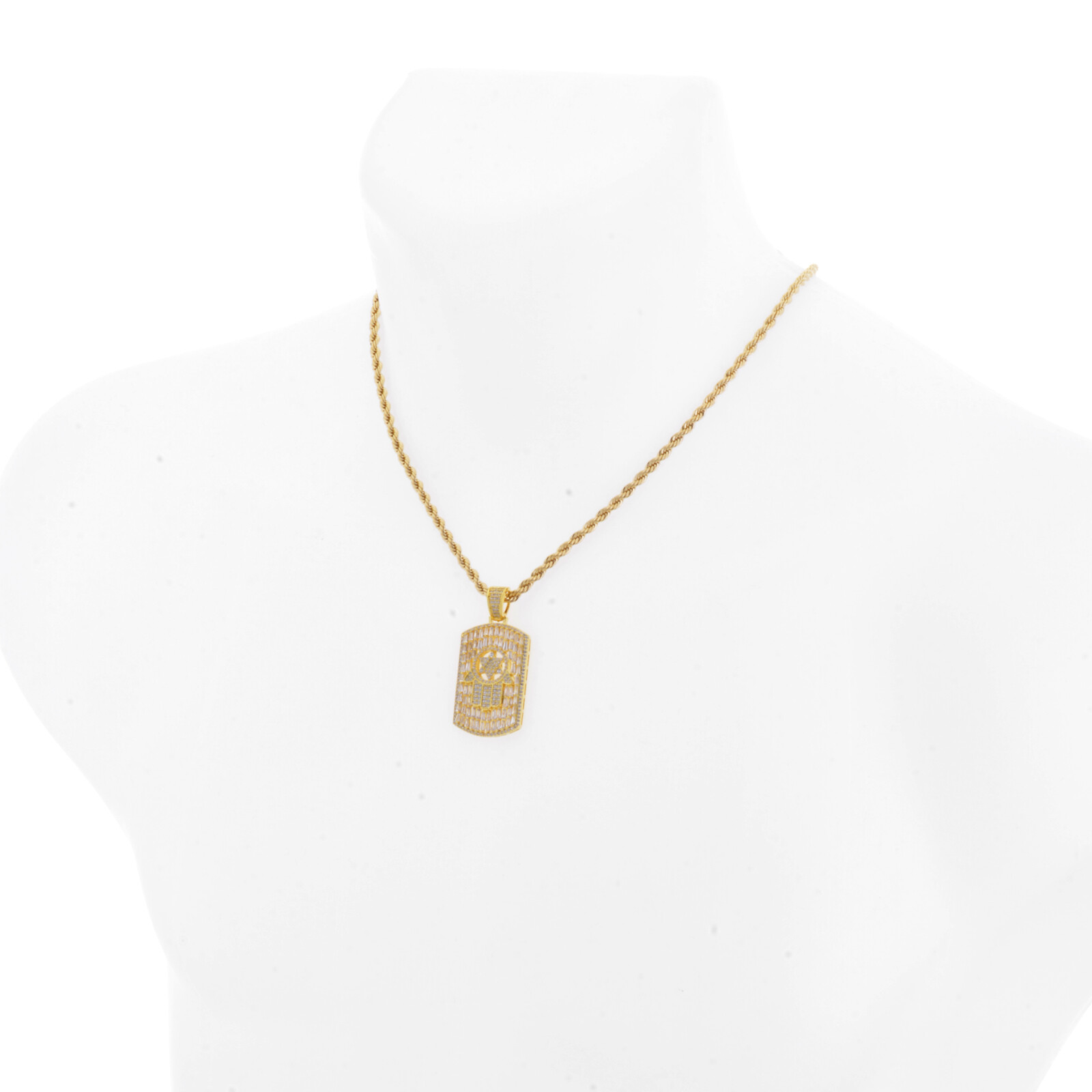 Men’s Dog Tag Hamsa Pendant 20 inch Choker Rope Chain Necklace BCR 17097