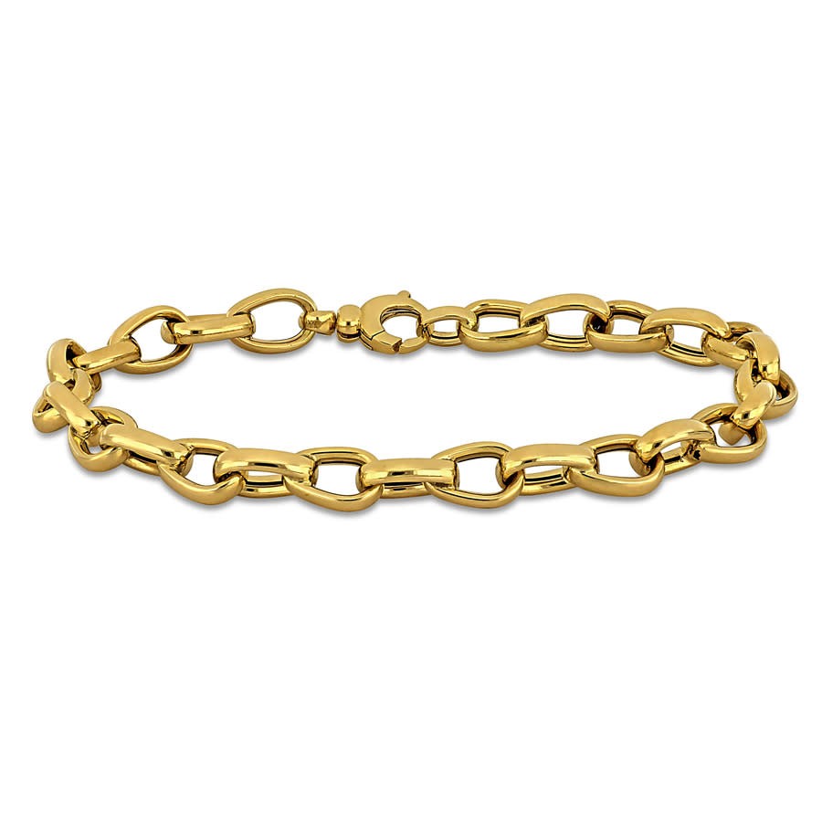 Amour 6.8mm Pear-Shaped Link Bracelet in 14K Yellow Gold – 7.5 in