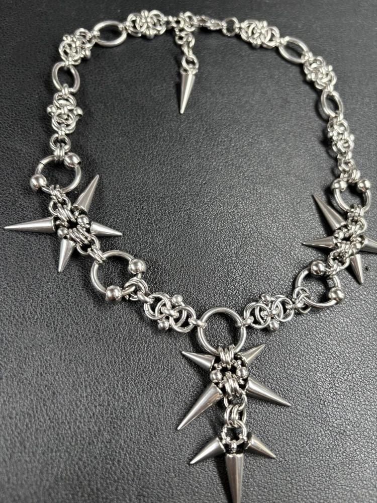 Punk Rock Rivet Pendant Chain Necklace Spike Grunge Goth Hip Hop Jewelry NEW