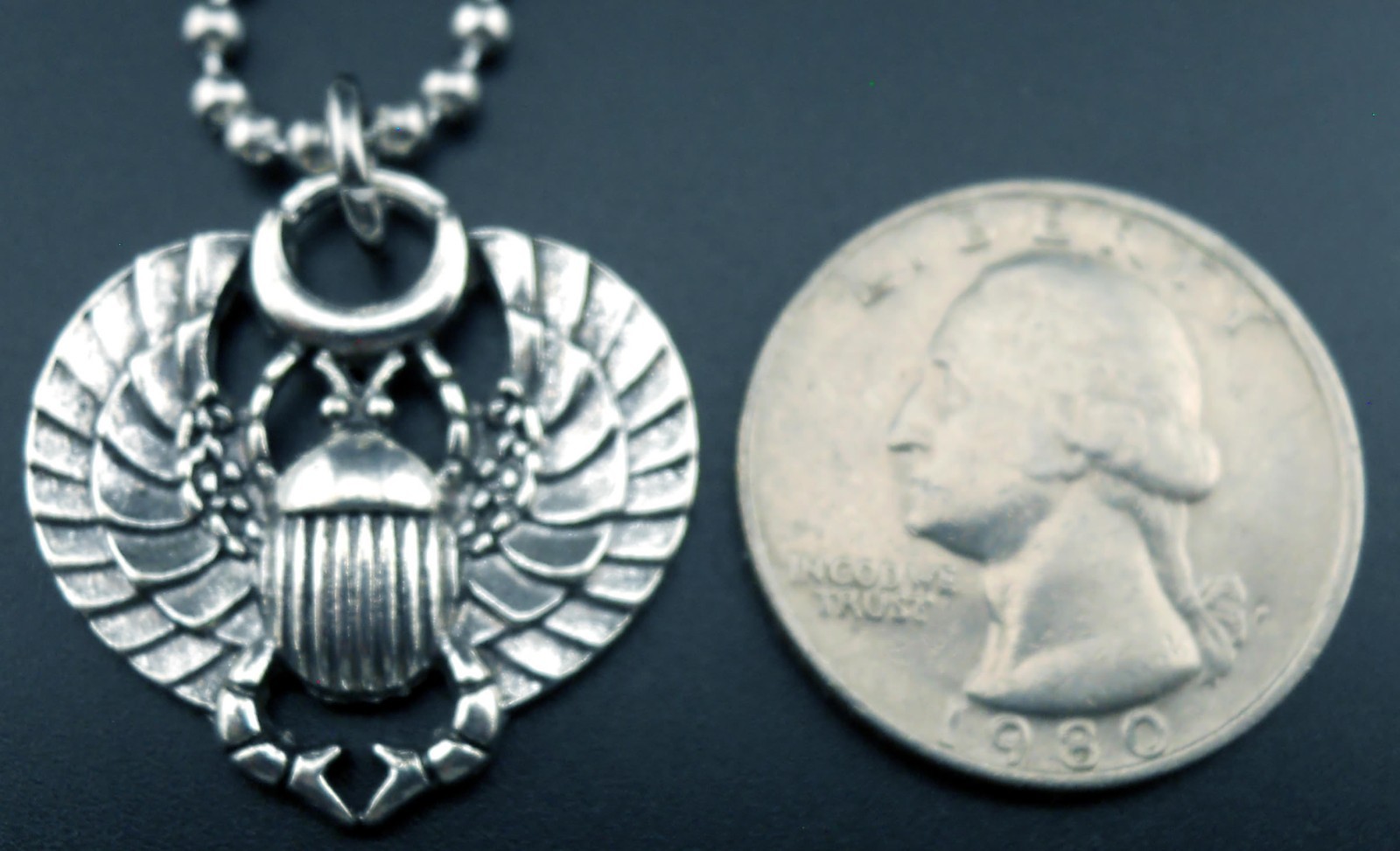 Scarab Beetle Necklace Stainless Chain New Pendant Winged Dung Charm Egyptian