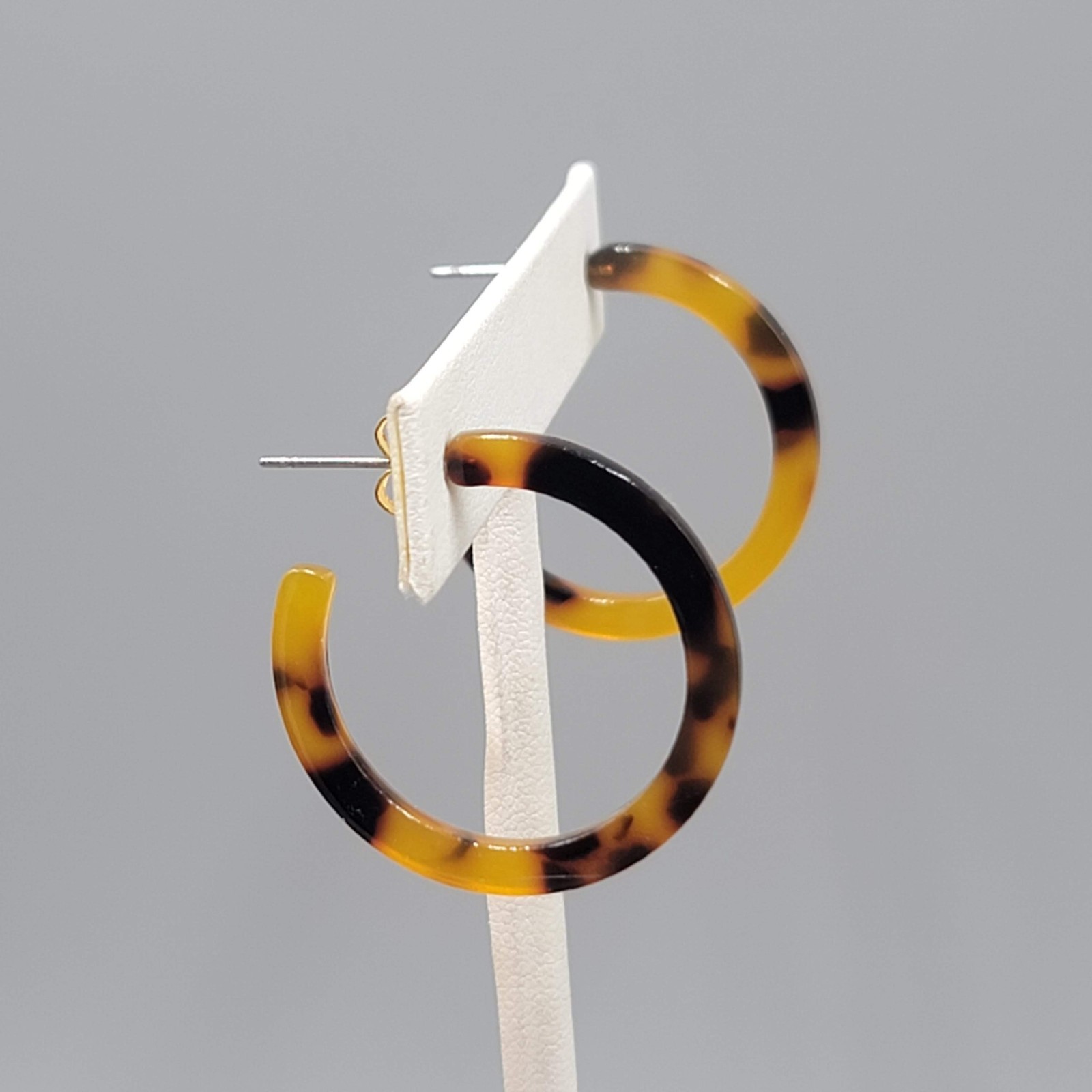 Acrylic Tortoise Hoops Pierced Earrings 1.25 in