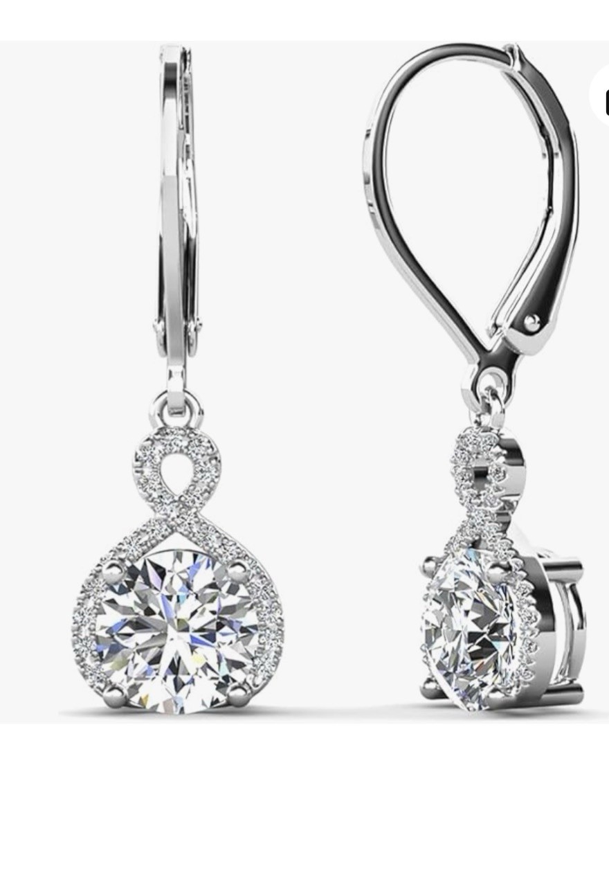 Cate & Chloe 18k Plated Alessandra 2.89 carats Infinity Drop Earrings NWB
