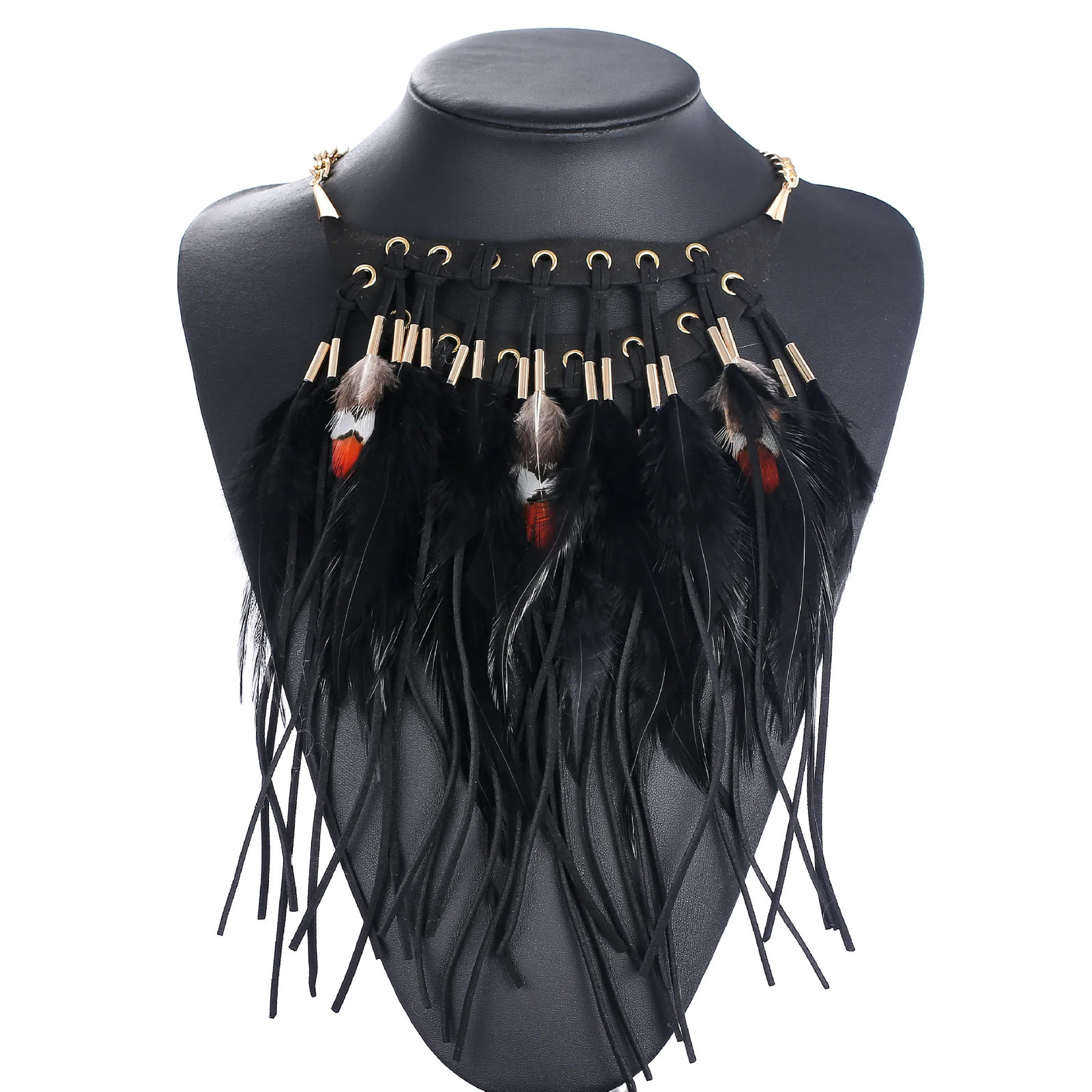 Feather Pendant Necklace Statement Chain Long Collar Necklaces Women Jewelry