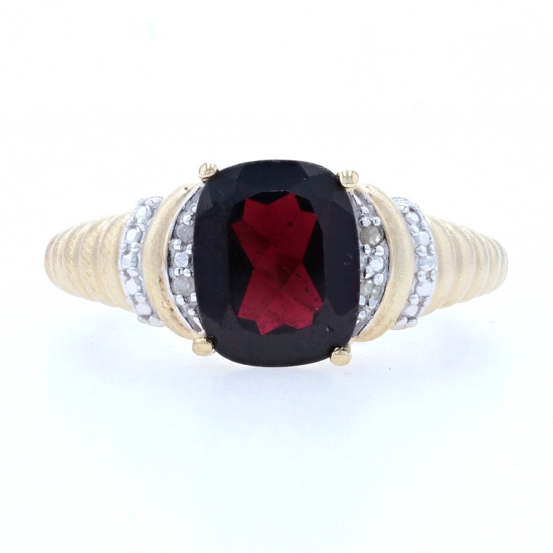 Sterling Silver Garnet & Diamond Ring – 925 Gold Plated Cushion 3.00ct Size 10